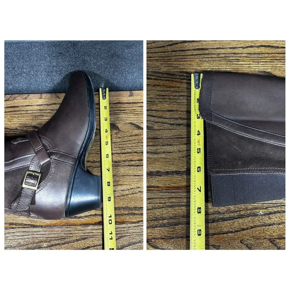 Clarks Bendables Knee High Riding Boots Women’s 8 Brown Leather Wide Calf Zip